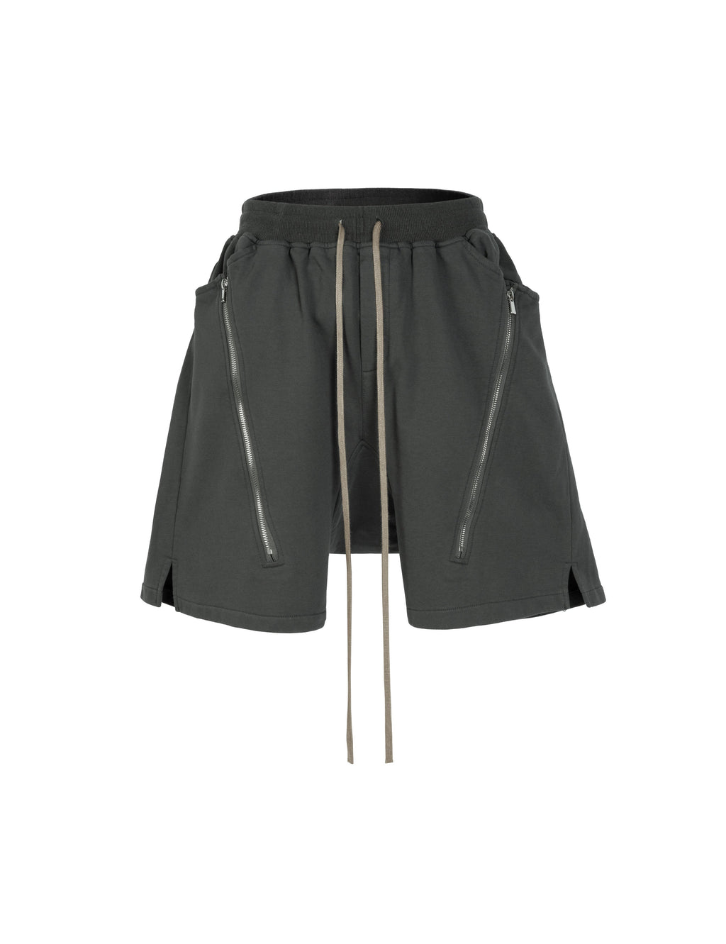 GREY ZIP DRAWSTRING CARGO SHORTS