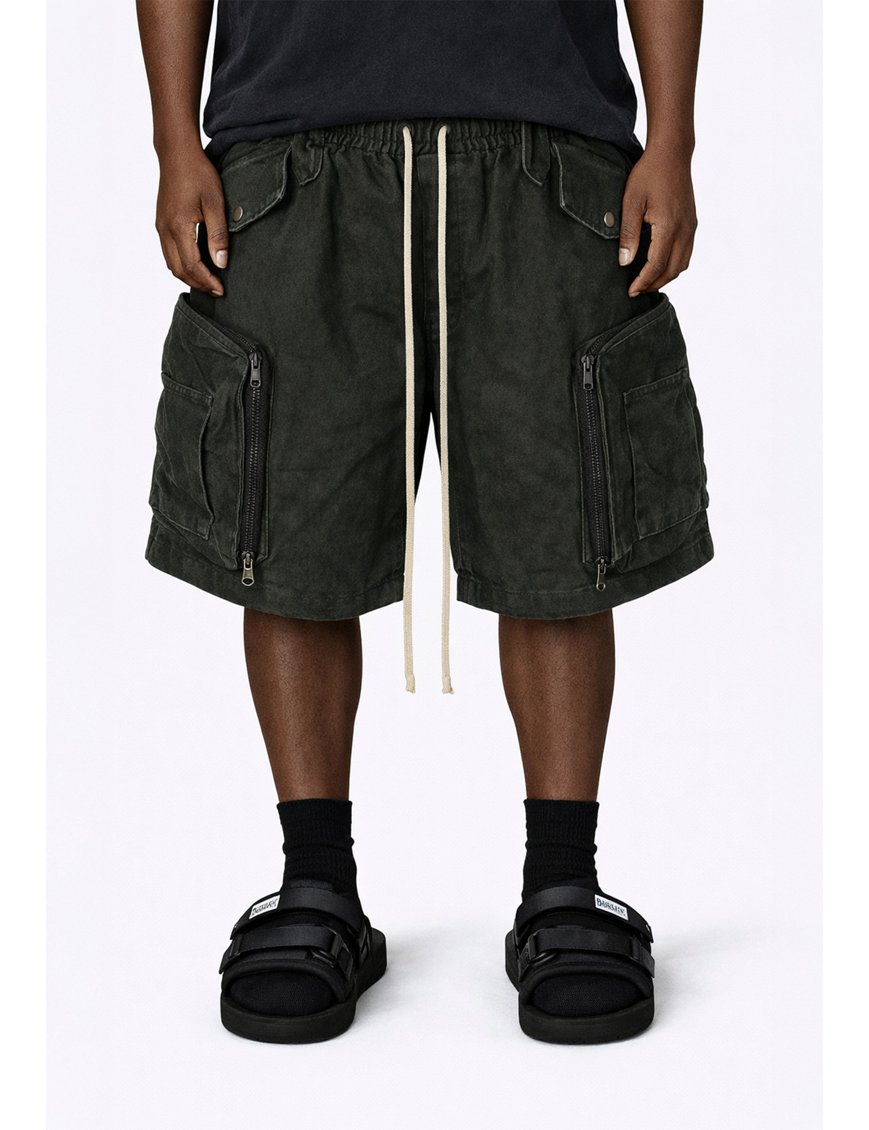 DRAWSTRING JUMBO POCKET CARGO SHORTS