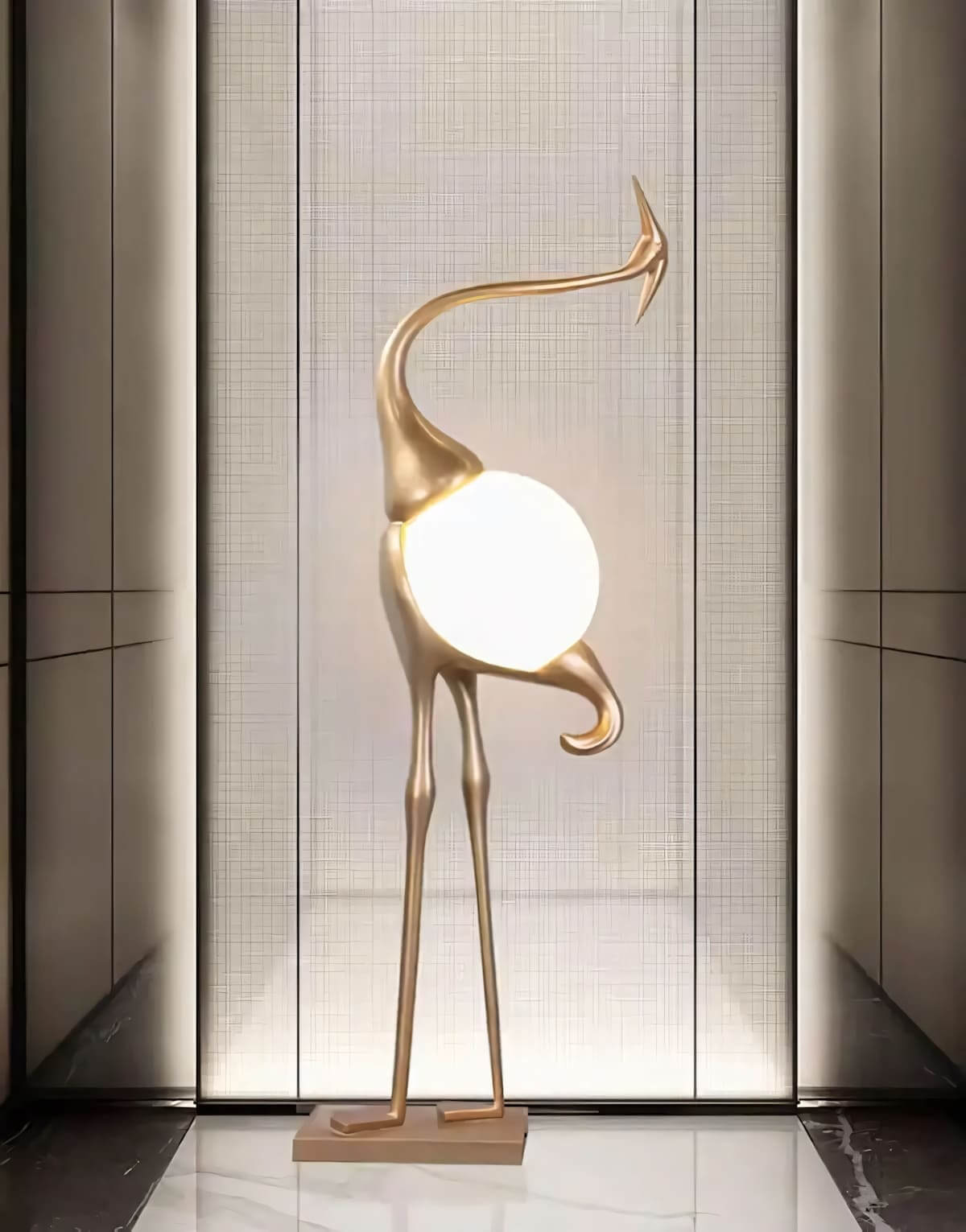 Crane Sculpture Floor Lamp