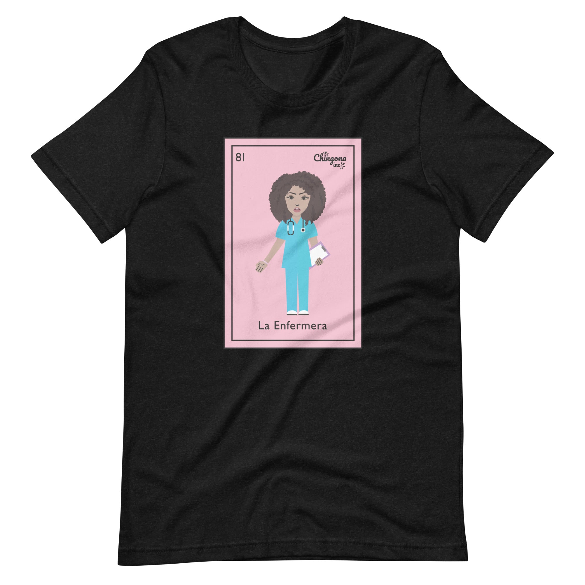 La Enfermera Curly Hair Loteria Card T-Shirt