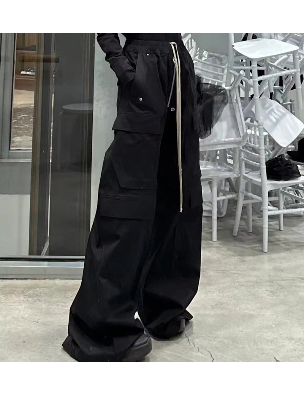 NYLON DRAWSTRING CARGO PANTS
