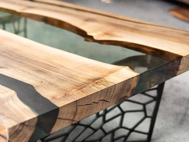 Custom Resin River Walnut Coffee Table | Voronoi Collection