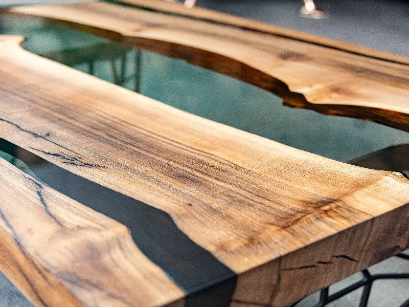 Custom Resin River Walnut Coffee Table | Voronoi Collection