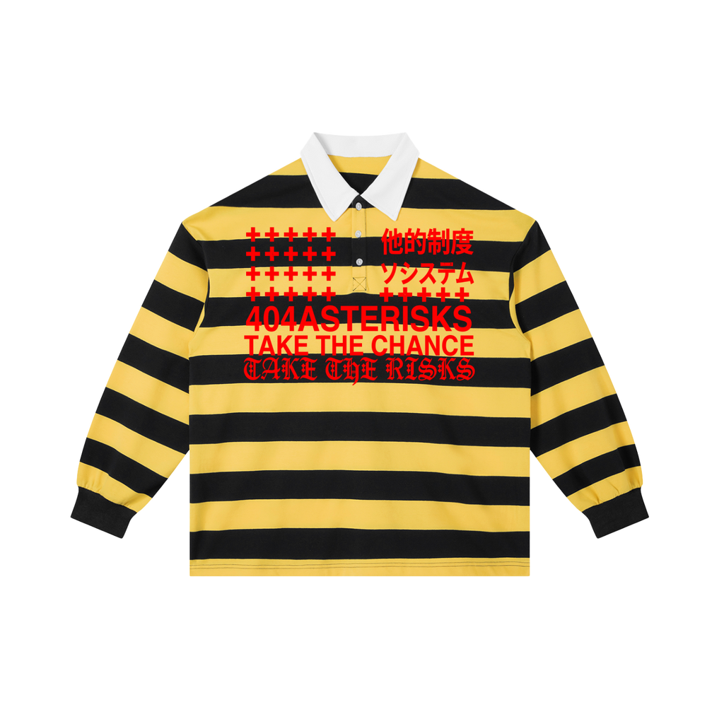 404ASTERISKS Collared Color Block Stripe Polo Shirt Streetwear
