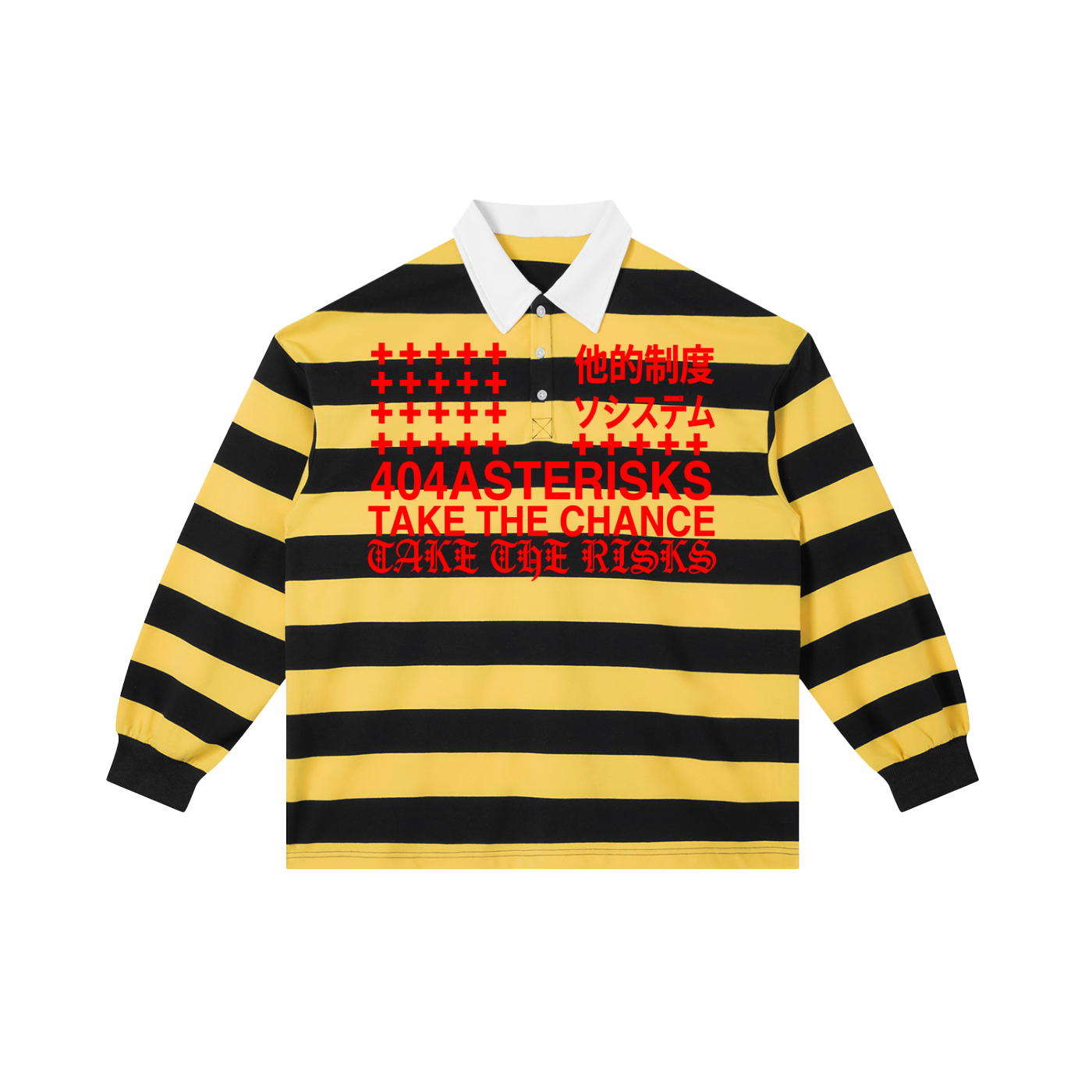 404ASTERISKS Collared Color Block Stripe Polo Shirt Streetwear
